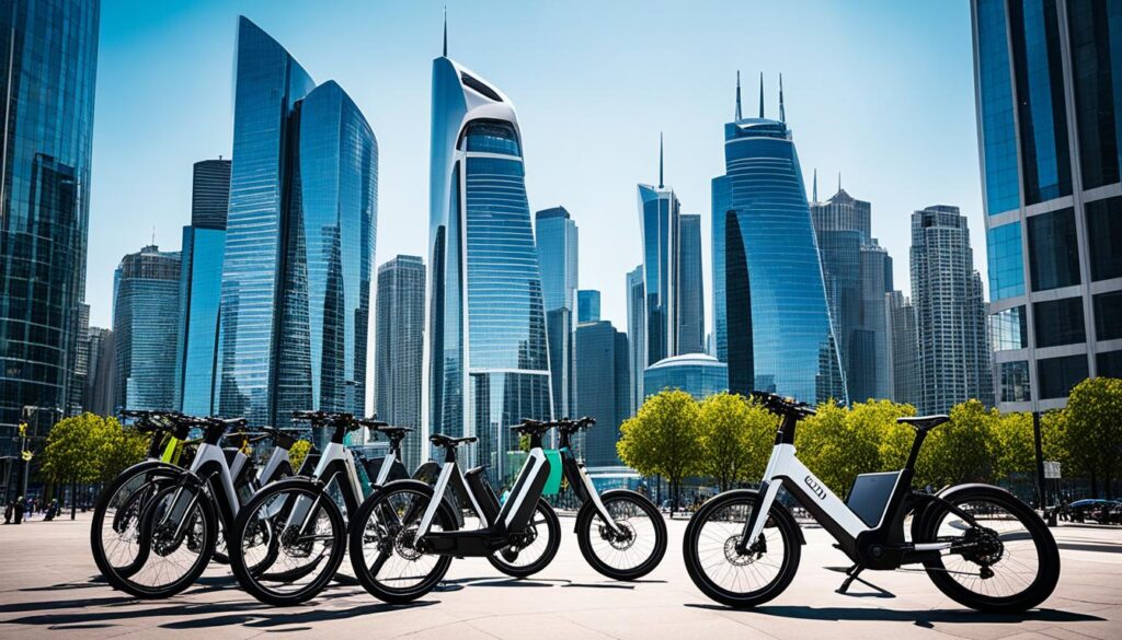 Moderne City-E-Bikes für urbane Mobilität